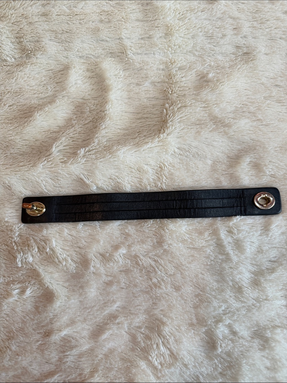 Coach Black Leather Snap Cuff Bracelet with Gold Hardware